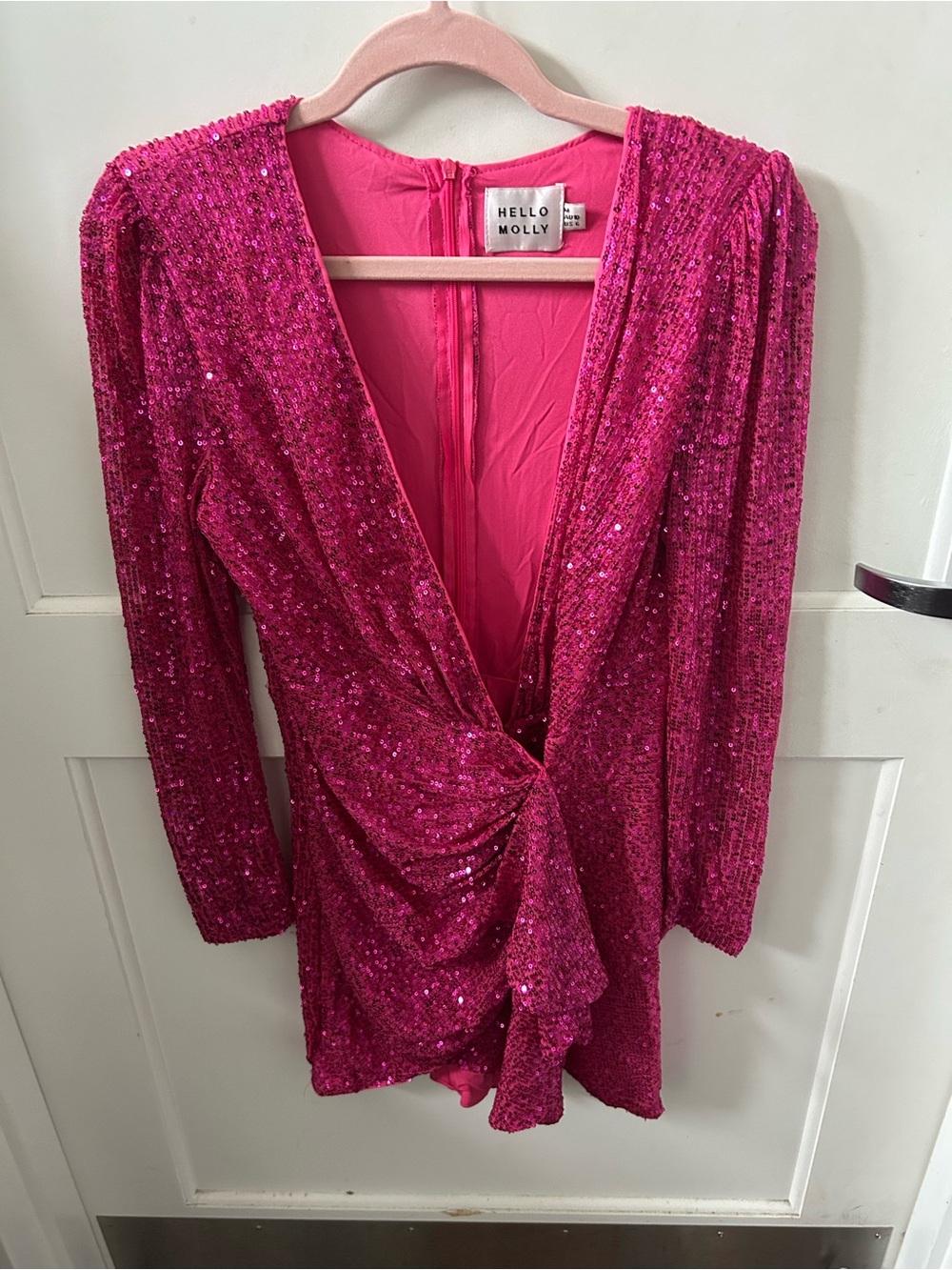 Hello Molly Fuchsia Sequin Wrap Dress
